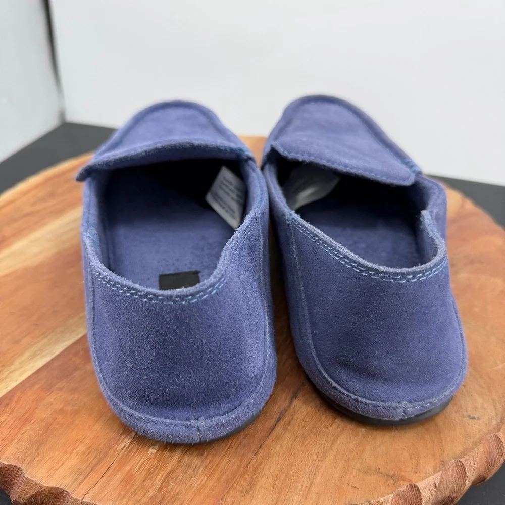 Nordstrom Leather Suede Milo Convertible Rubber Sole Slip-On Mens‎ Blue Slipper